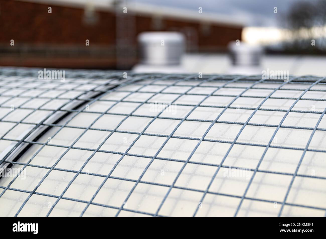 Barrel vault skylight screen fall protection guard installed on a ...