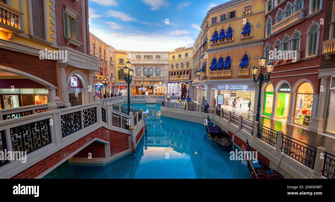 The lindoor gondola lobby of the new Venetian casino and Hotel, macau, Macau, China. Stock Photo