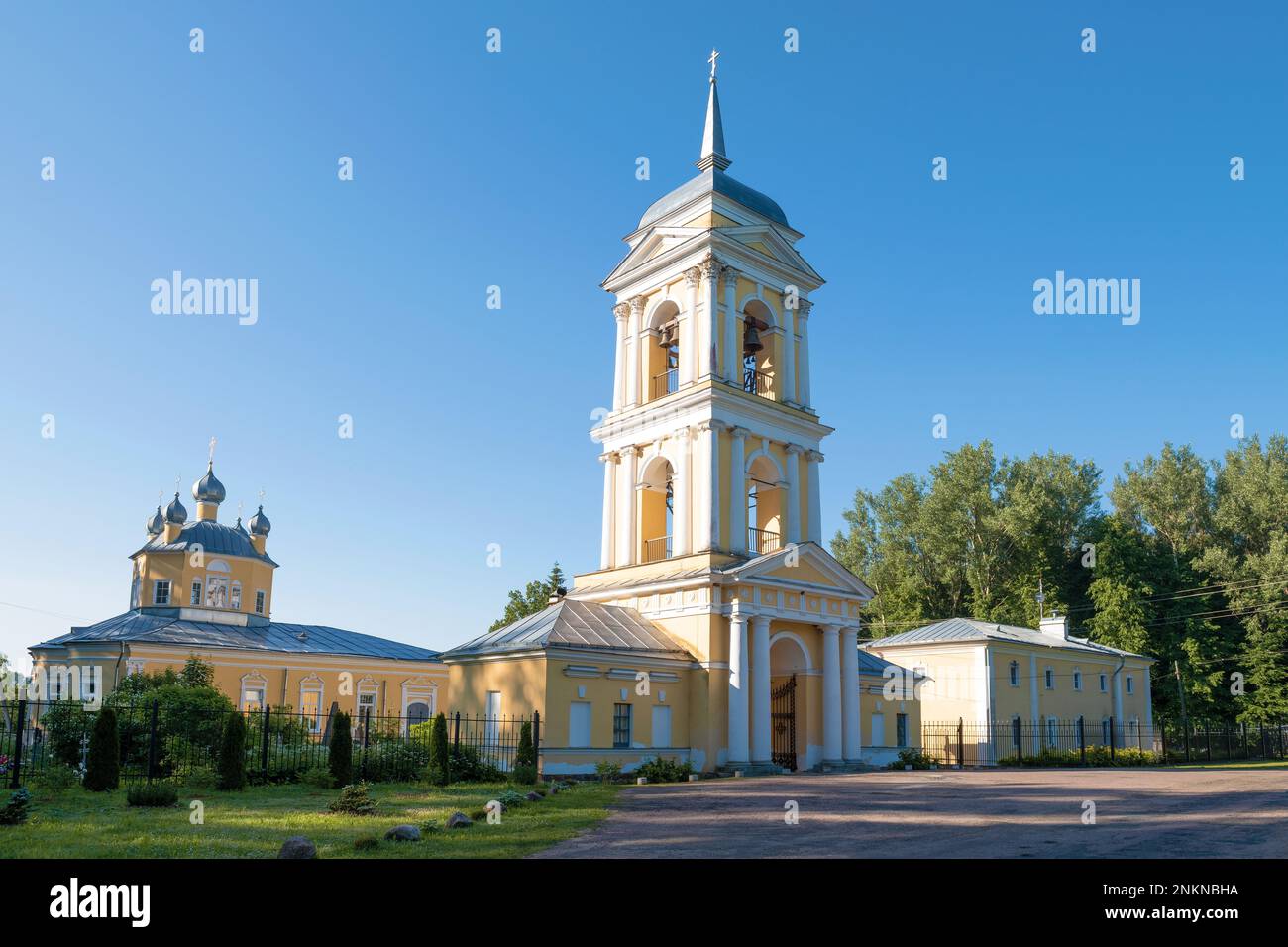 At the ancient Anthony-Leokhnovsky Spaso-Preobrazhensky Monastery on June morning. Leokhnovo. Novgorod region, Russia Stock Photo