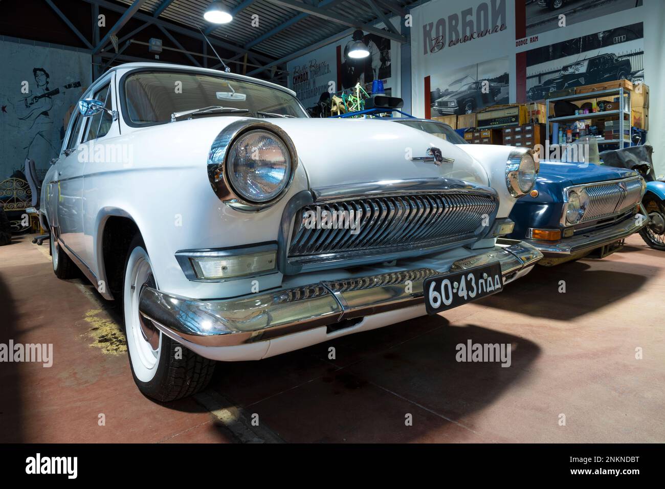 ZELENOGORSK, RUSSIA - JANUARY 27, 2023: Soviet car GAZ-21 'Volga' in the Museum of vintage cars 'Horsepower' Stock Photo