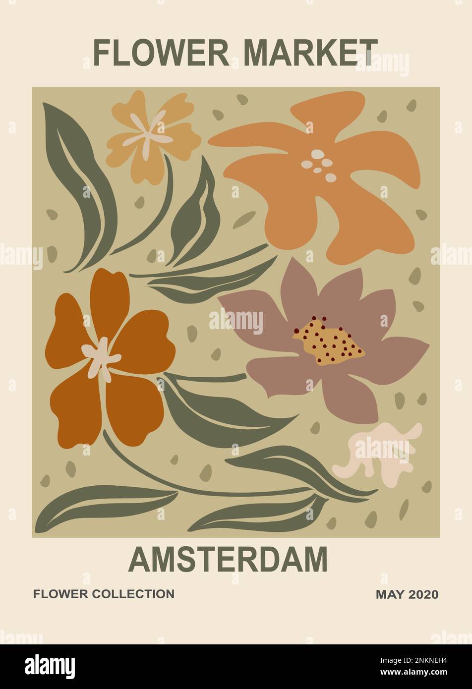 Abstract poster Flower Market Amsterdam art print Stock Vector Image ...