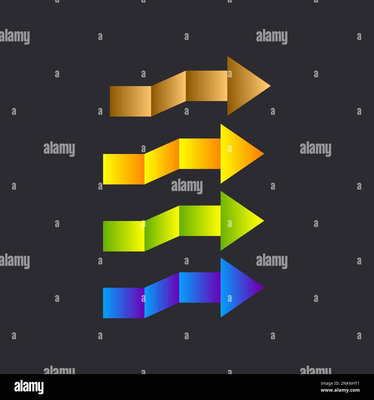 Arrow geometric, polygonal with triangular tip. Set of abstract vector arrows Stock Vector