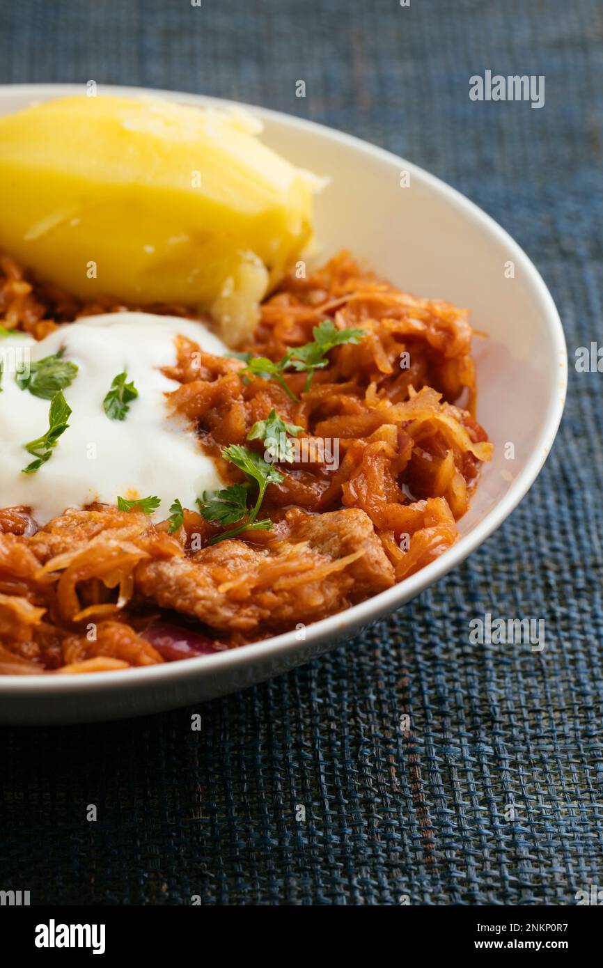 Vegan version of the traditional Szekely goulash with sauerkraut and TVP Stock Photo Alamy