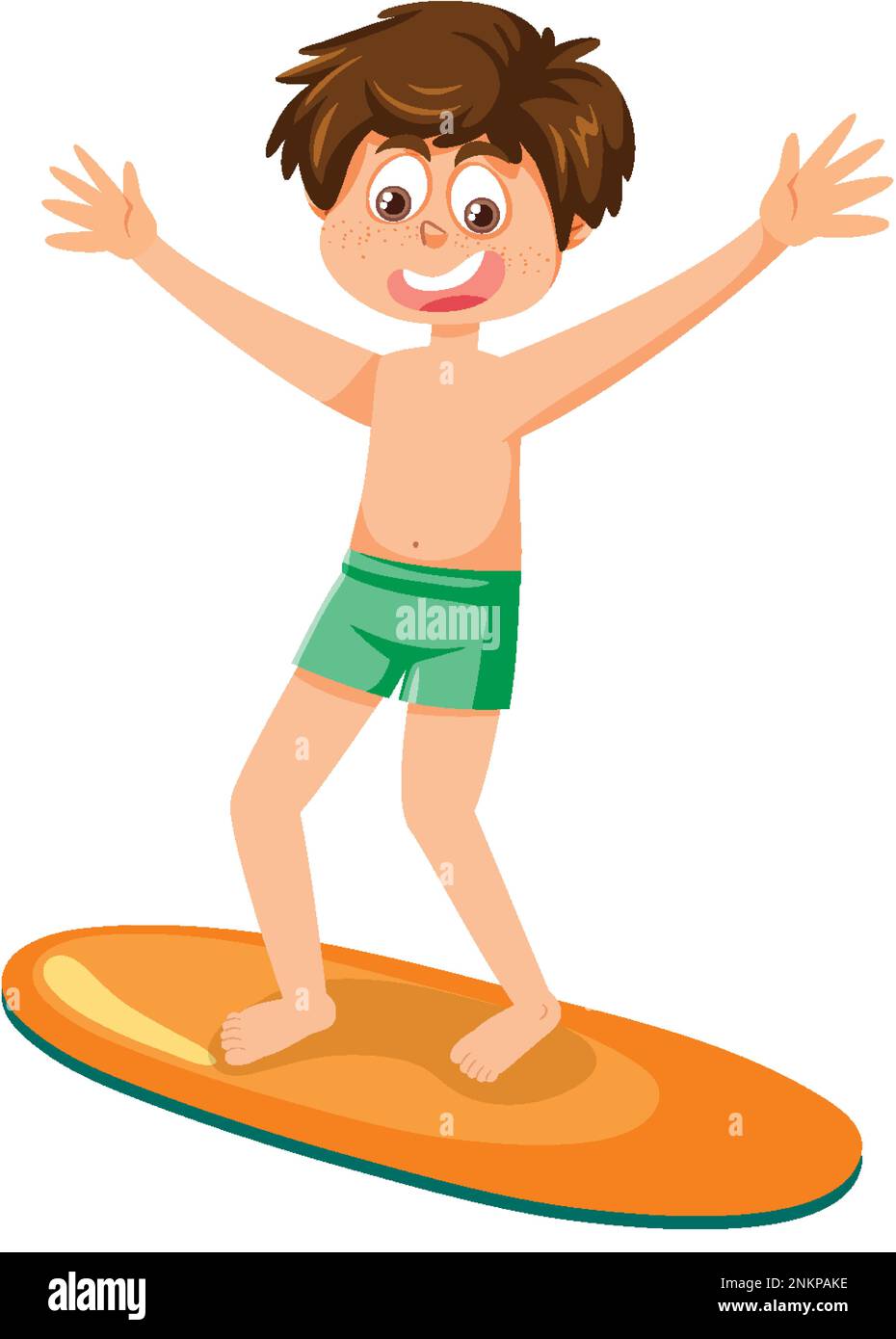 A boy standing on surfboard illustration Stock Vector Image & Art - Alamy