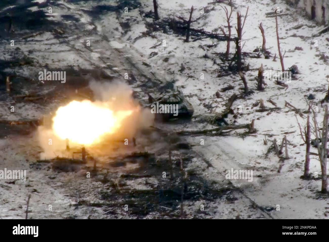 New video footage shot on Feb. 19, 2023 from the air with a drone for The Associated  Press shows how particularly intense fighting since the Feb. 24, 2022,  invasion has left no