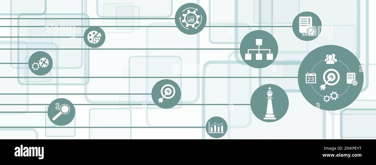 Concept of action plan with connected icons Stock Photo - Alamy