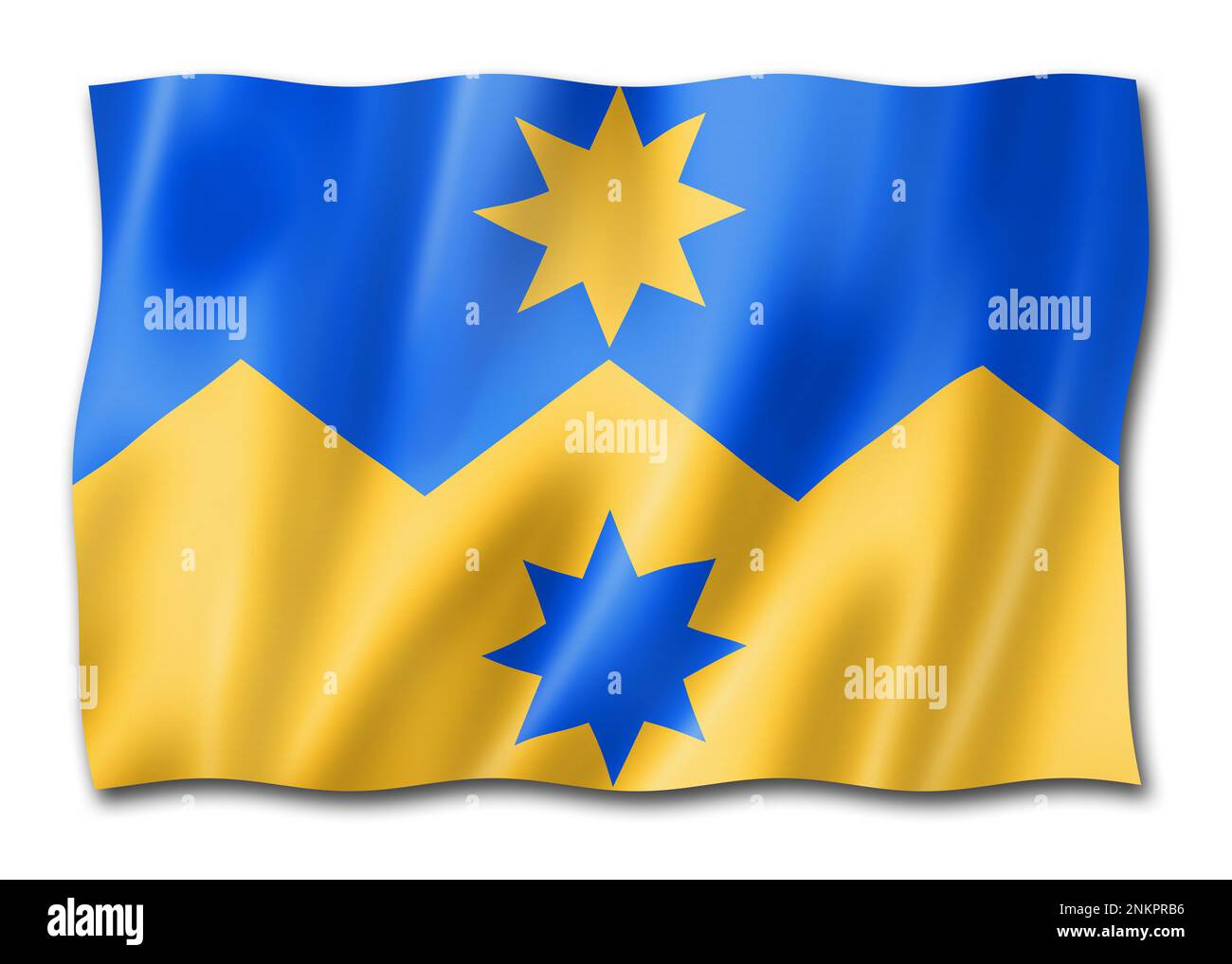 Otago region flag, New Zealand waving banner collection. 3D illustration Stock Photo