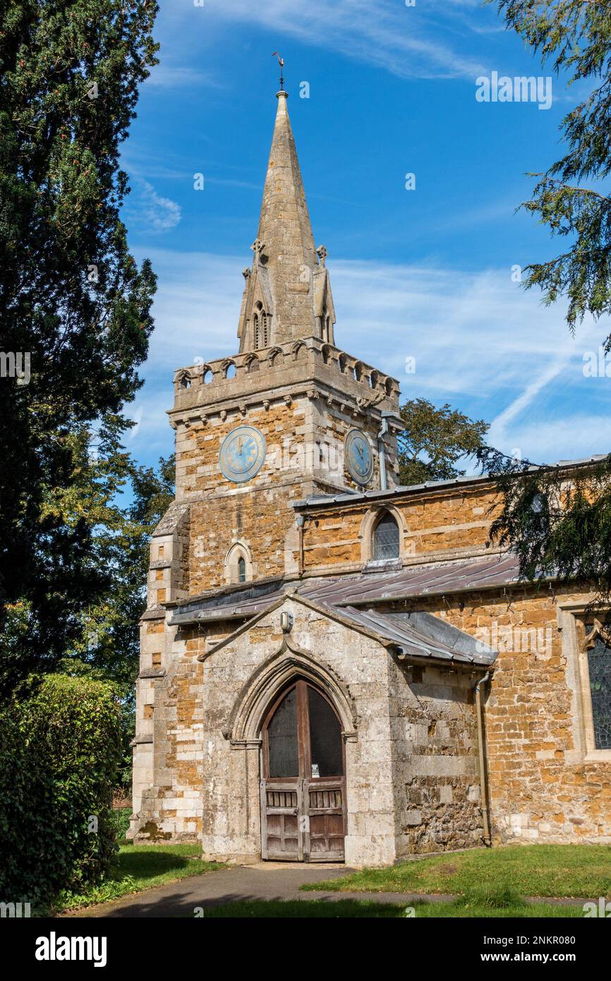 Exterior of the small English parish Church of St Mary the Virgin, Burrough on the Hill, Leicestershire, England, UK Stock Photo