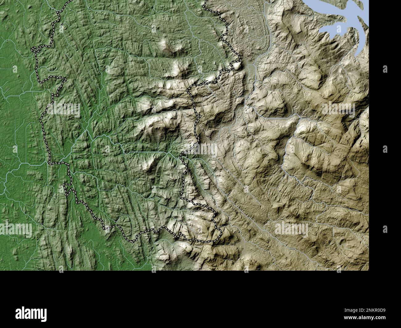 Kegalle, district of Sri Lanka. Elevation map colored in wiki style