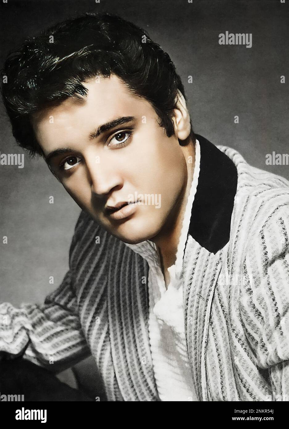 A classic Elvis Presley portrait c 1956 - AI enhanced Stock Photo