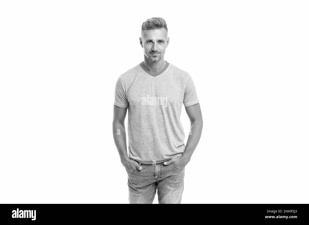 smiling male fashion model in casual style clothes, fashion Stock Photo