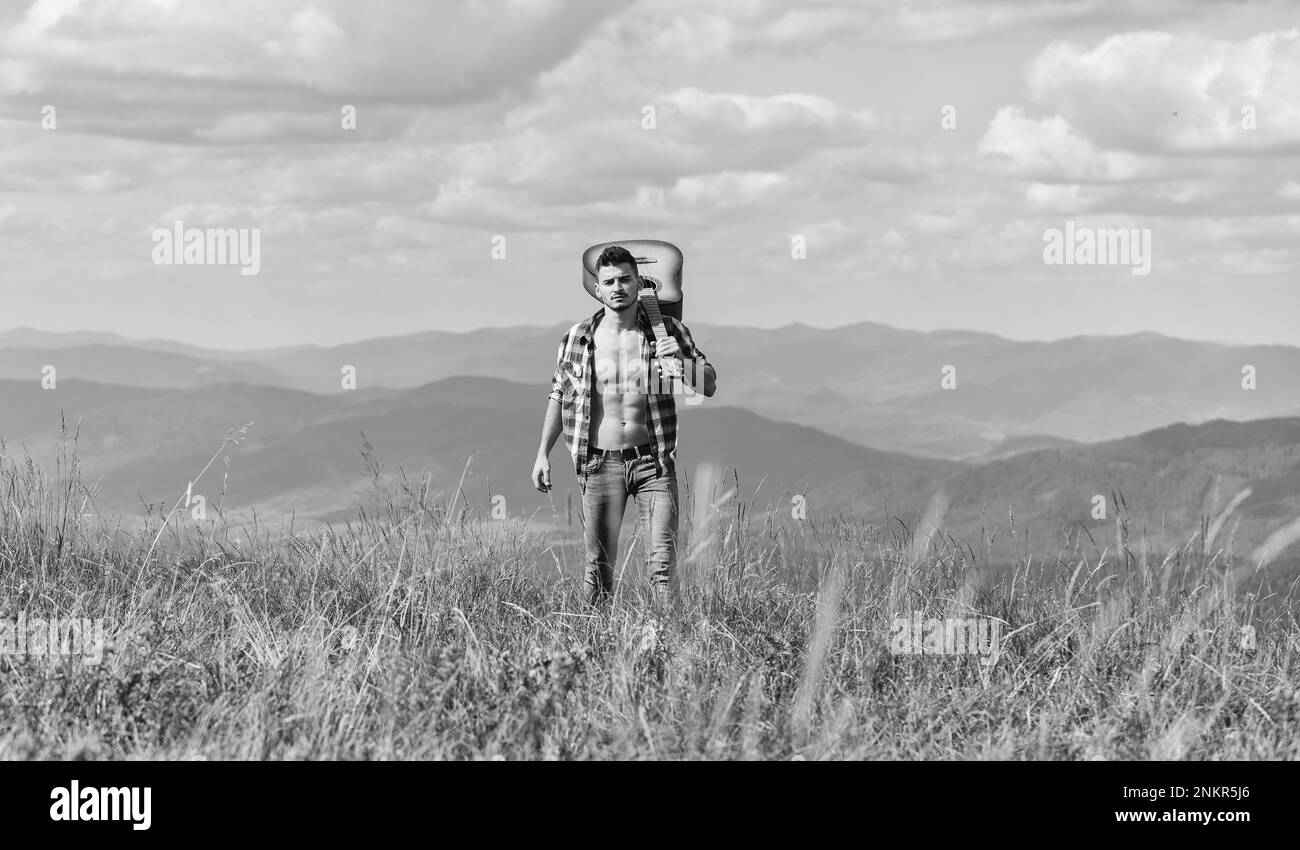 Guy tourist hiker Black and White Stock Photos & Images - Alamy