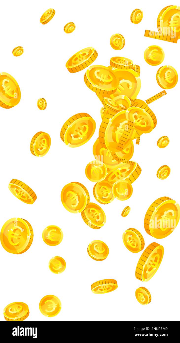 European Union Euro coins falling. Scattered gold EUR coins. Europe ...