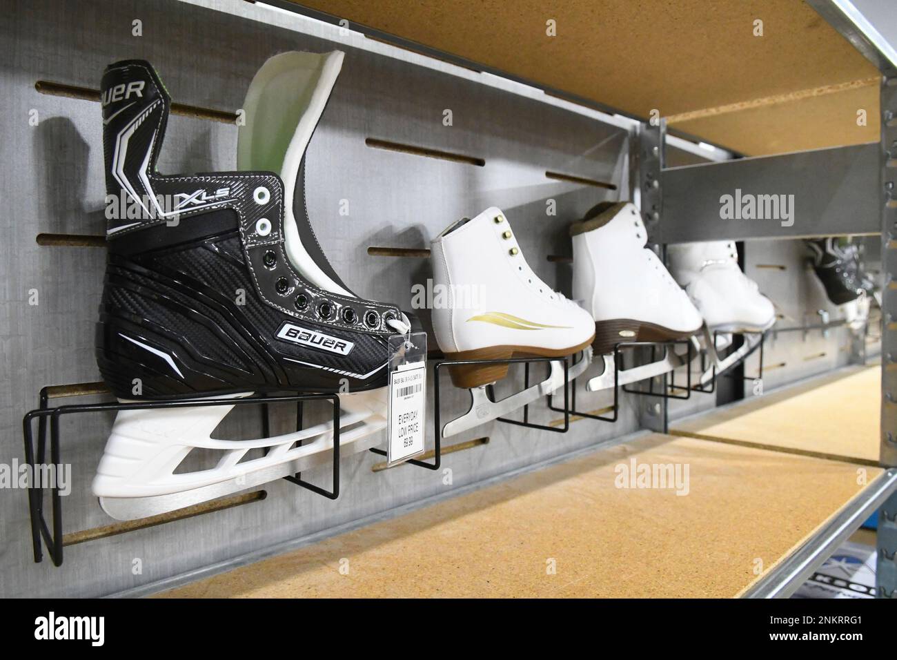 Ice skates are on display at Dunham's Sports in the Fairlane Village