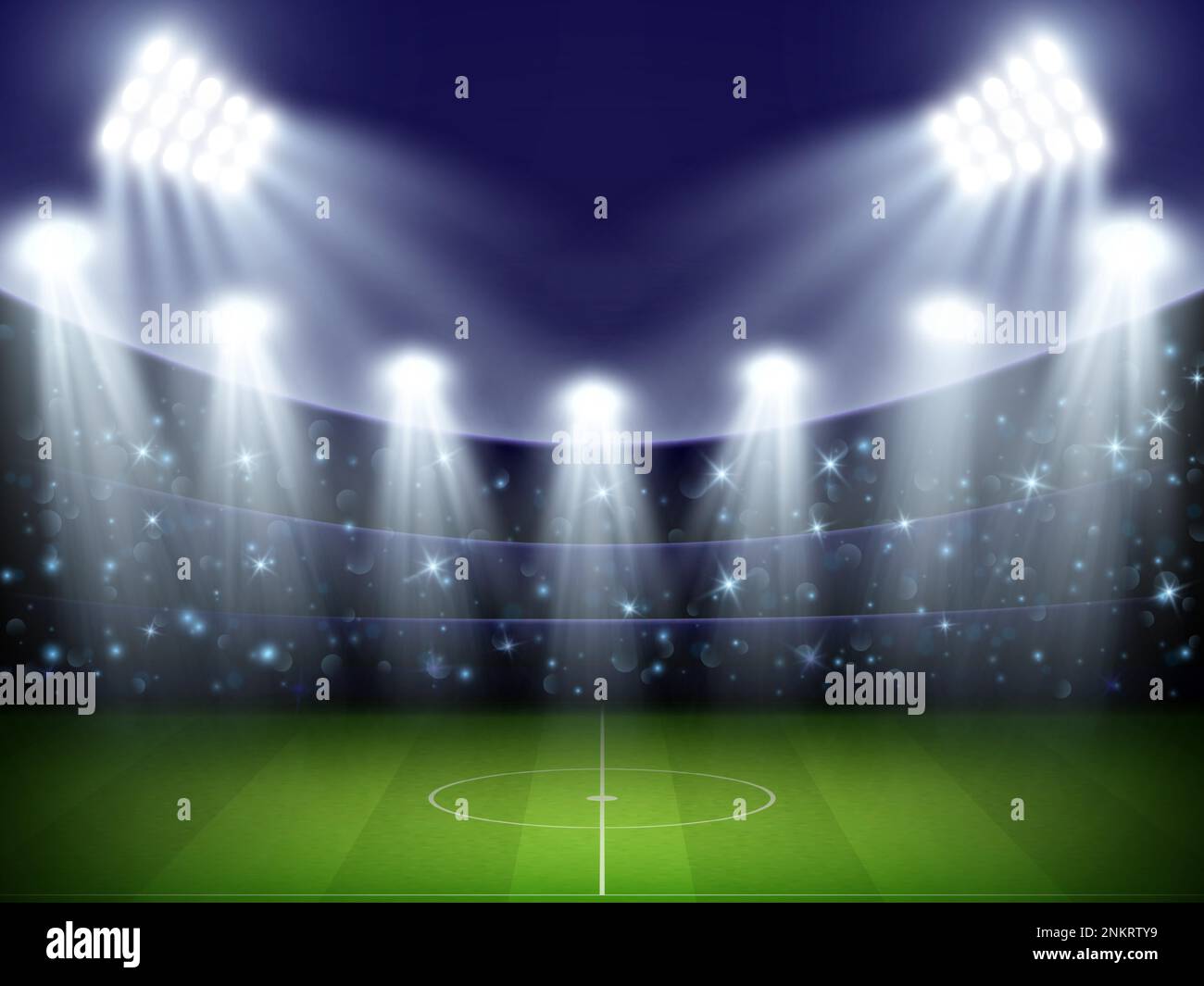 Football stadium. Soccer playground with lighting projectors. World cup