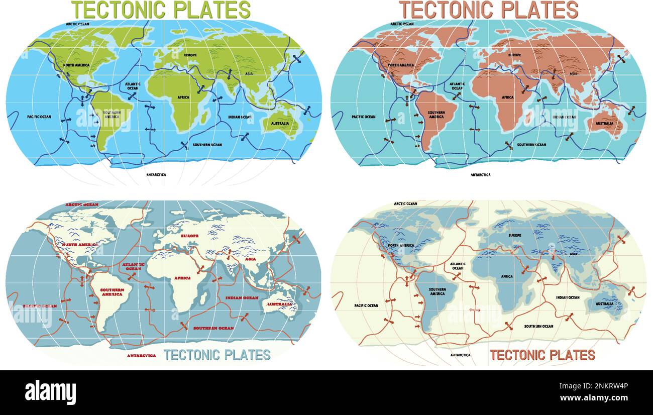 Tectonic Plates World Map Collection Illustration Stock Vector Image And Art Alamy 3183