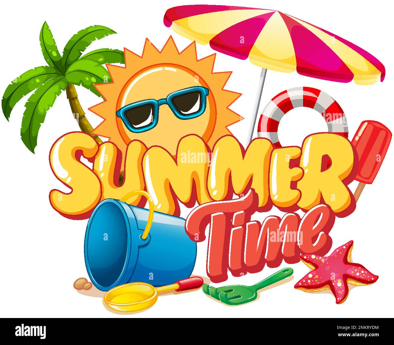 Summer time text banner template illustration Stock Vector Image