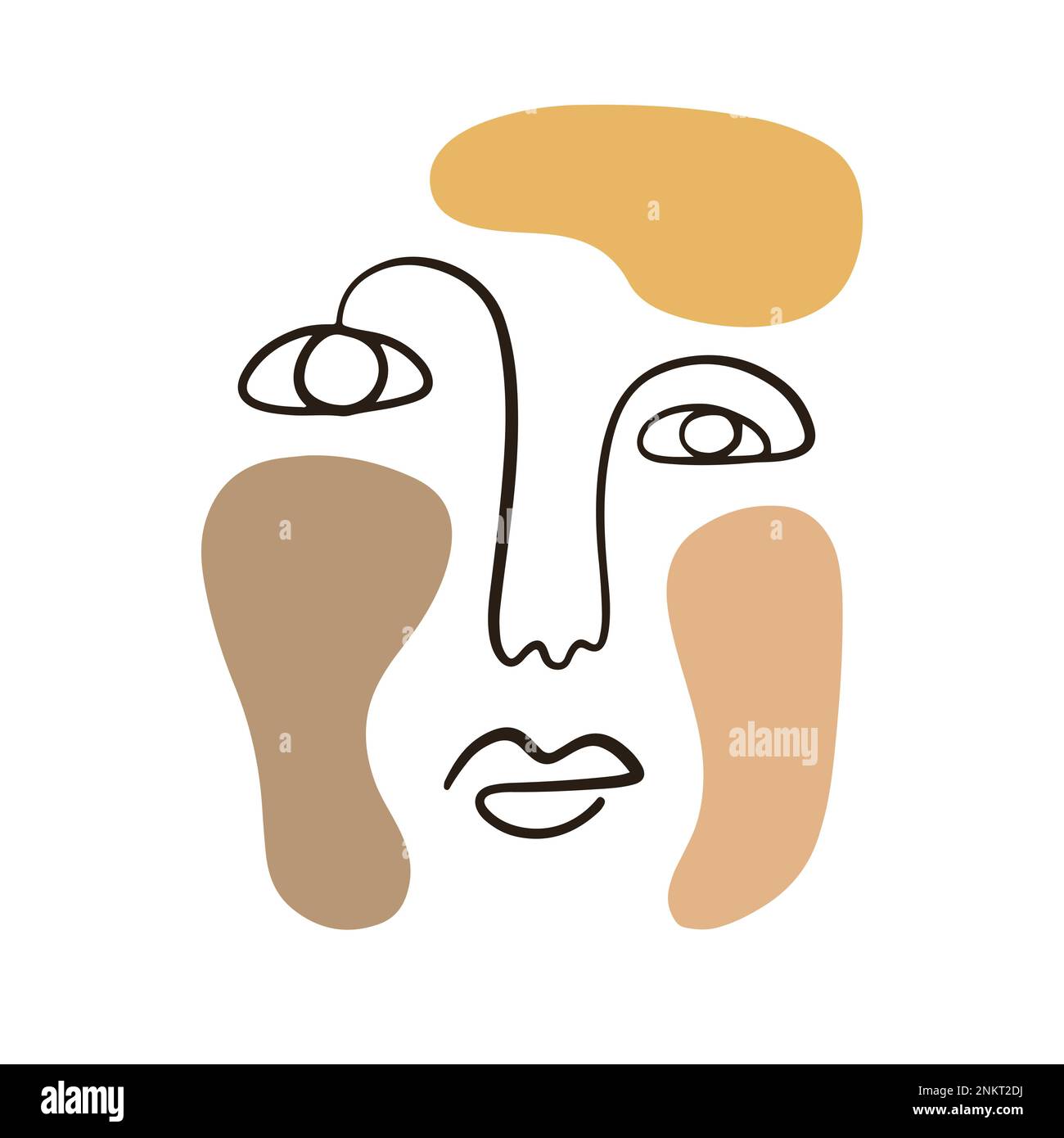 Trendy One line drawing face vector illustration Stock Vector