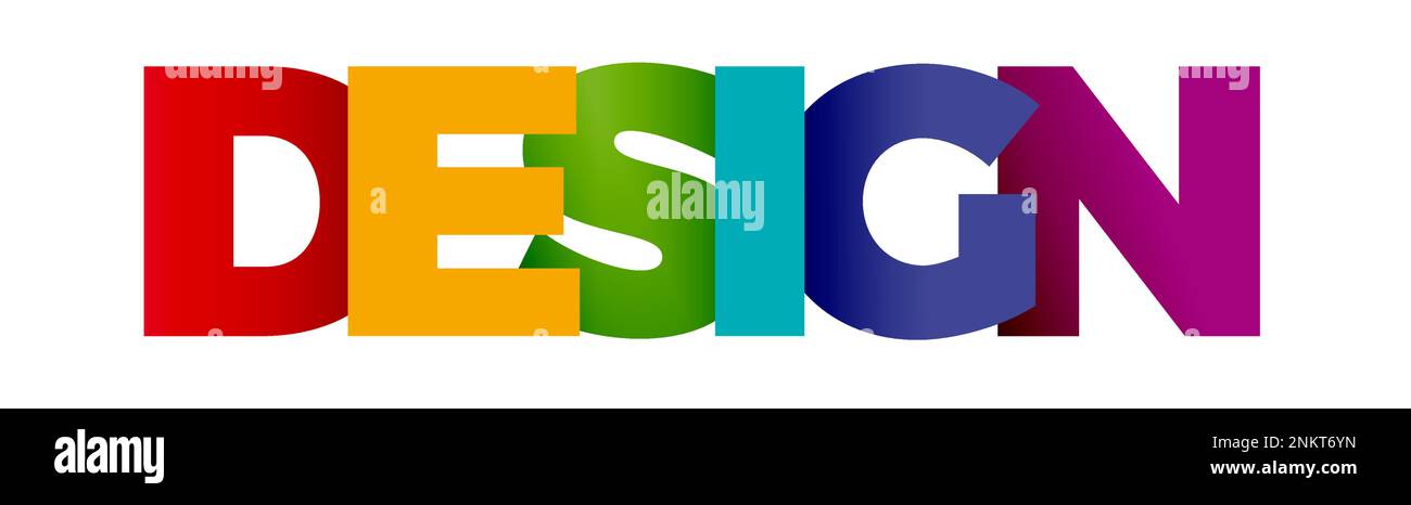 The word Design. Vector banner and logo with colorful text Stock Vector ...