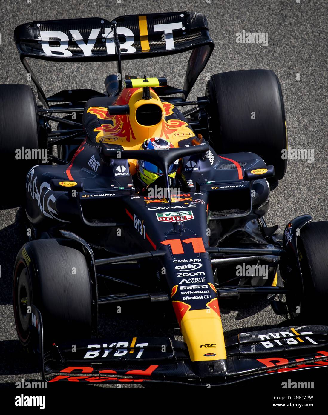 BAHRAIN - Sergio Perez (Red Bull Racing) during the second day of testing at the Bahrain International Circuit ahead of the start of the Formula 1 season. ANP SEM VAN DER WAL netherlands out - belgium out Stock Photo