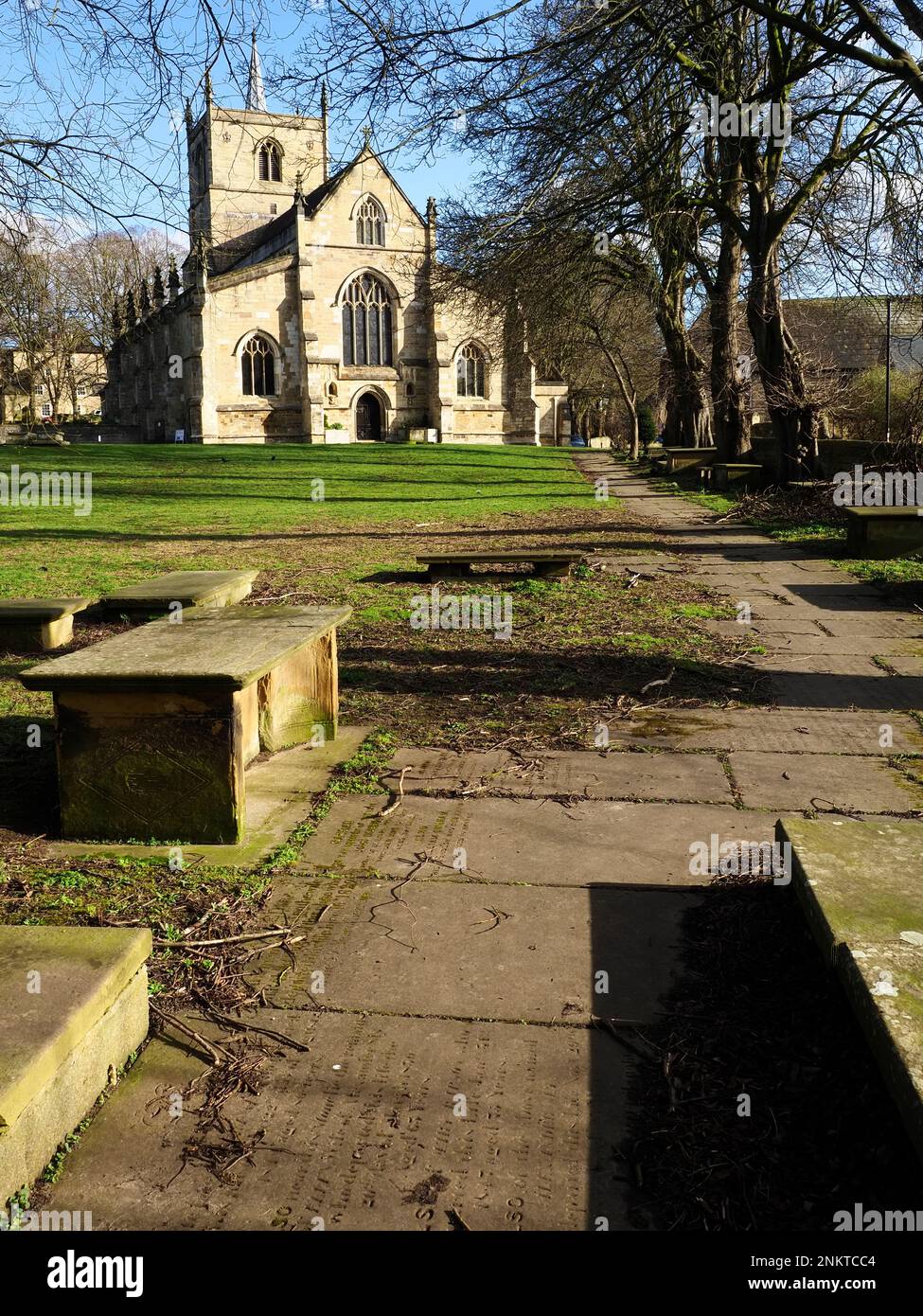 Tombs and grave stones in the churchyard st St Johns Church Knaresborough North Yorkshire England Stock Photo
