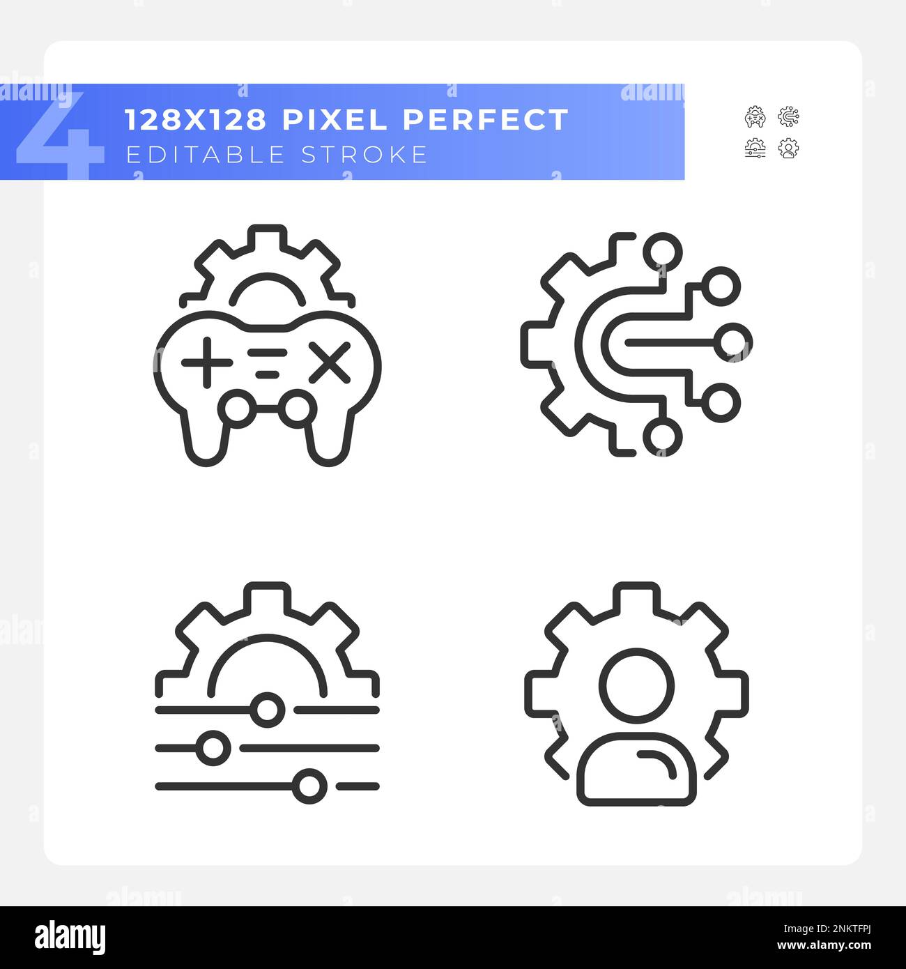 Personal settings pixel perfect gradient linear vector icons set Stock Vector