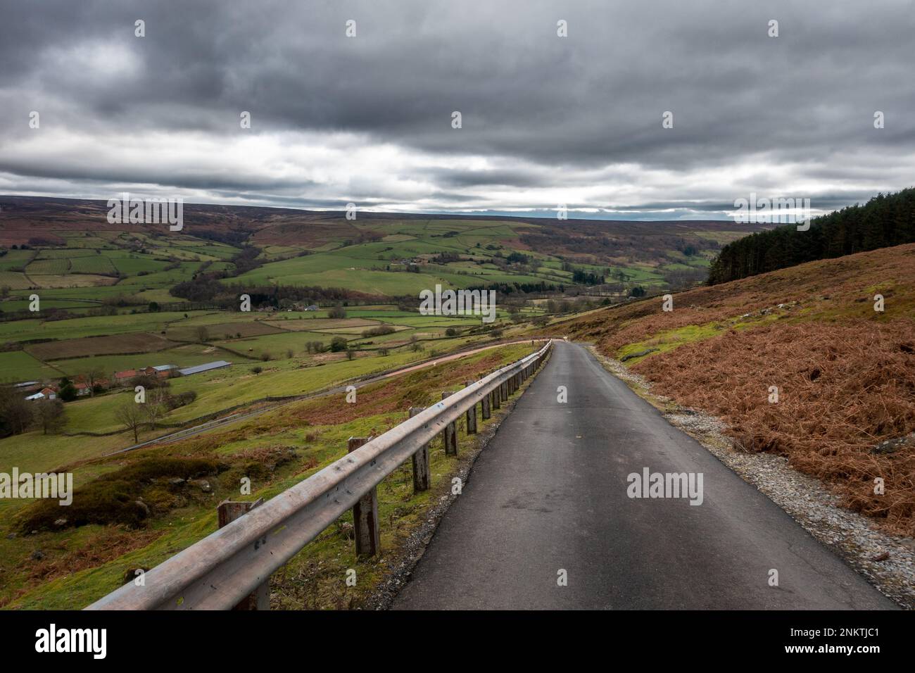 Road down from the Bilsdale Transmitter on the North York Moors, North Yorkshire, England, UK Stock Photo