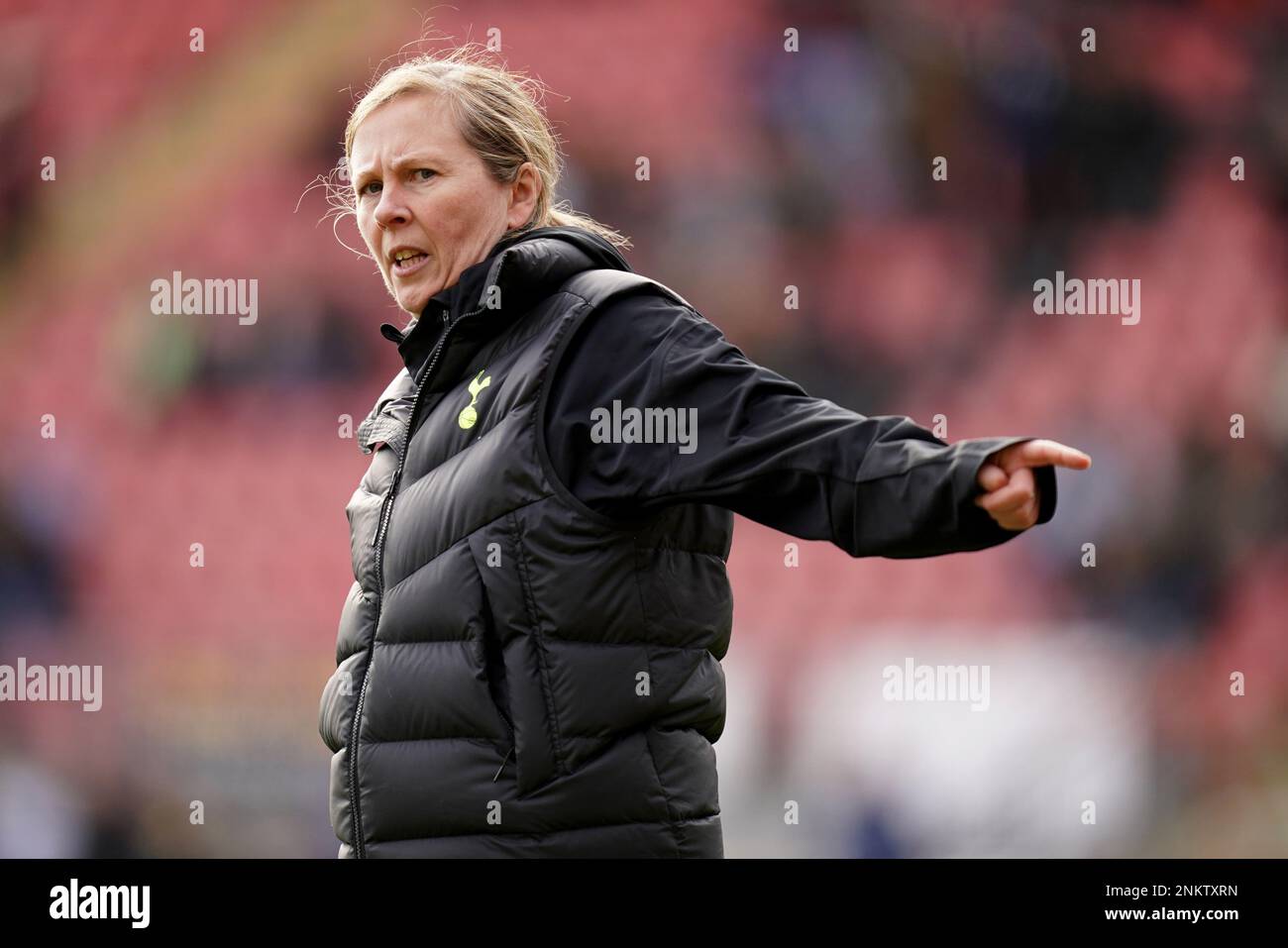 File photo dated 05-02-2023 of Tottenham manager Rehanne Skinner, who has criticised the 'inconsistency' applied to the men and women's game after Eveliina Summanen was handed a two-match ban for deception and questioned the behaviour of fellow boss Marc Skinner. Issue date: Friday February 24, 2023. Stock Photo