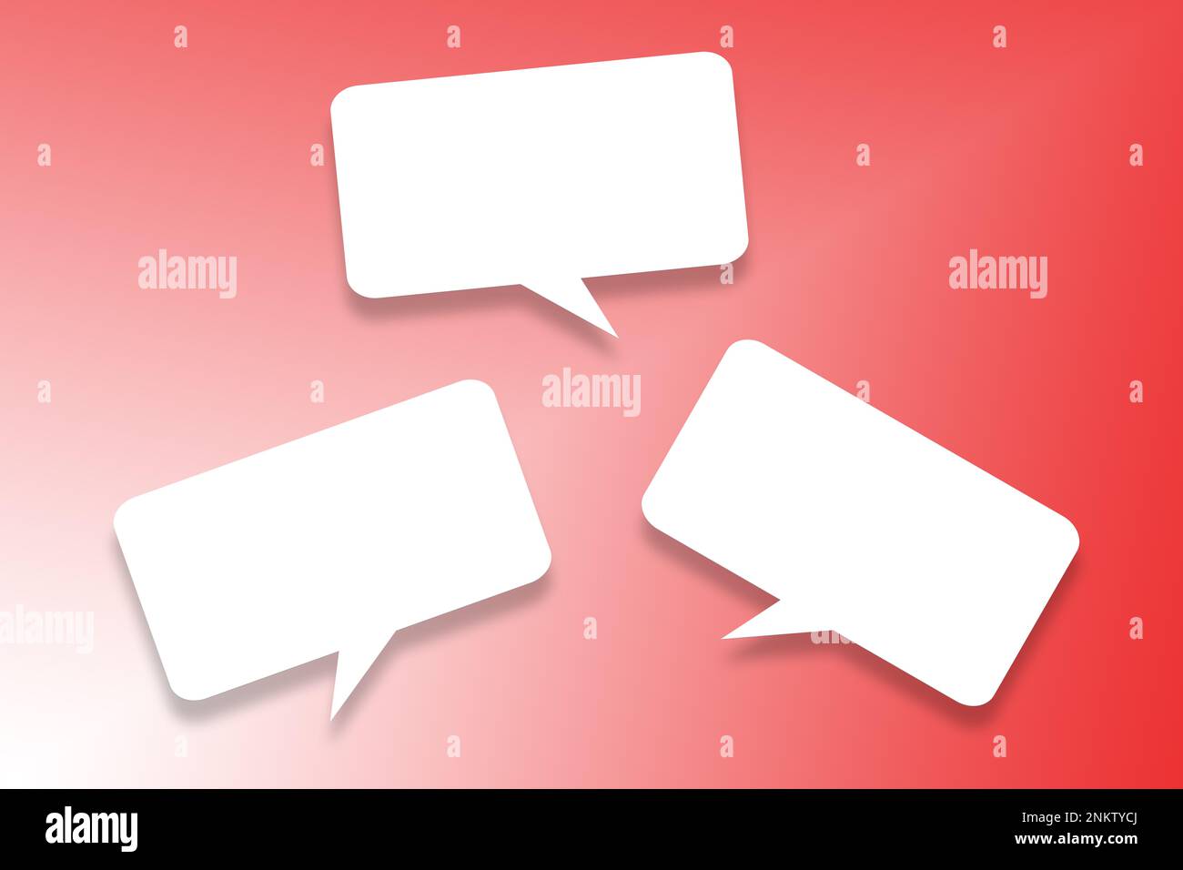 White speech bubbles against red background, 2D illustration Stock ...