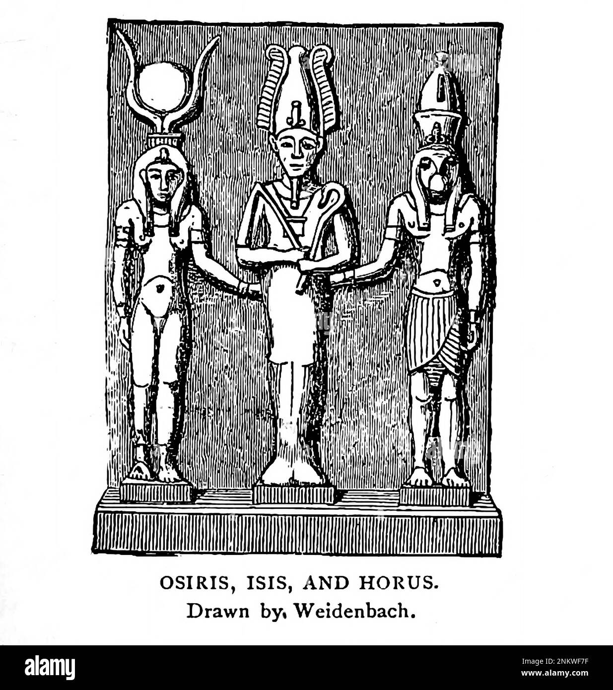 OSIRIS ISIS AND HORUS from Book XVIII the Hamites from Cyclopedia universal history : embracing the most complete and recent presentation of the subject in two principal parts or divisions of more than six thousand pages by John Clark Ridpath, 1840-1900 Publication date 1895 Publisher Boston : Balch Bros. Volume 6 History of Man and Mankind Stock Photo