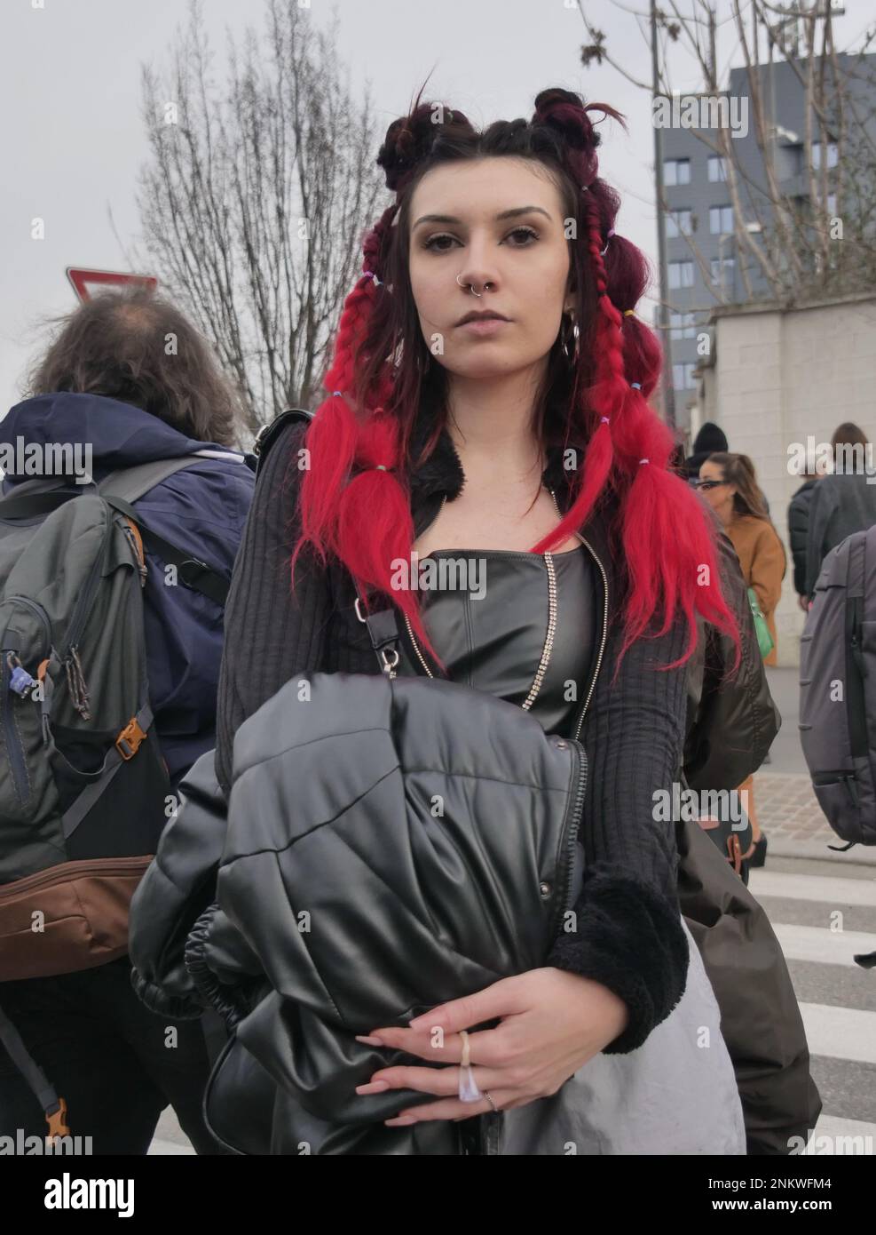 Fashion blogger street style outfit before Prada fashion show during