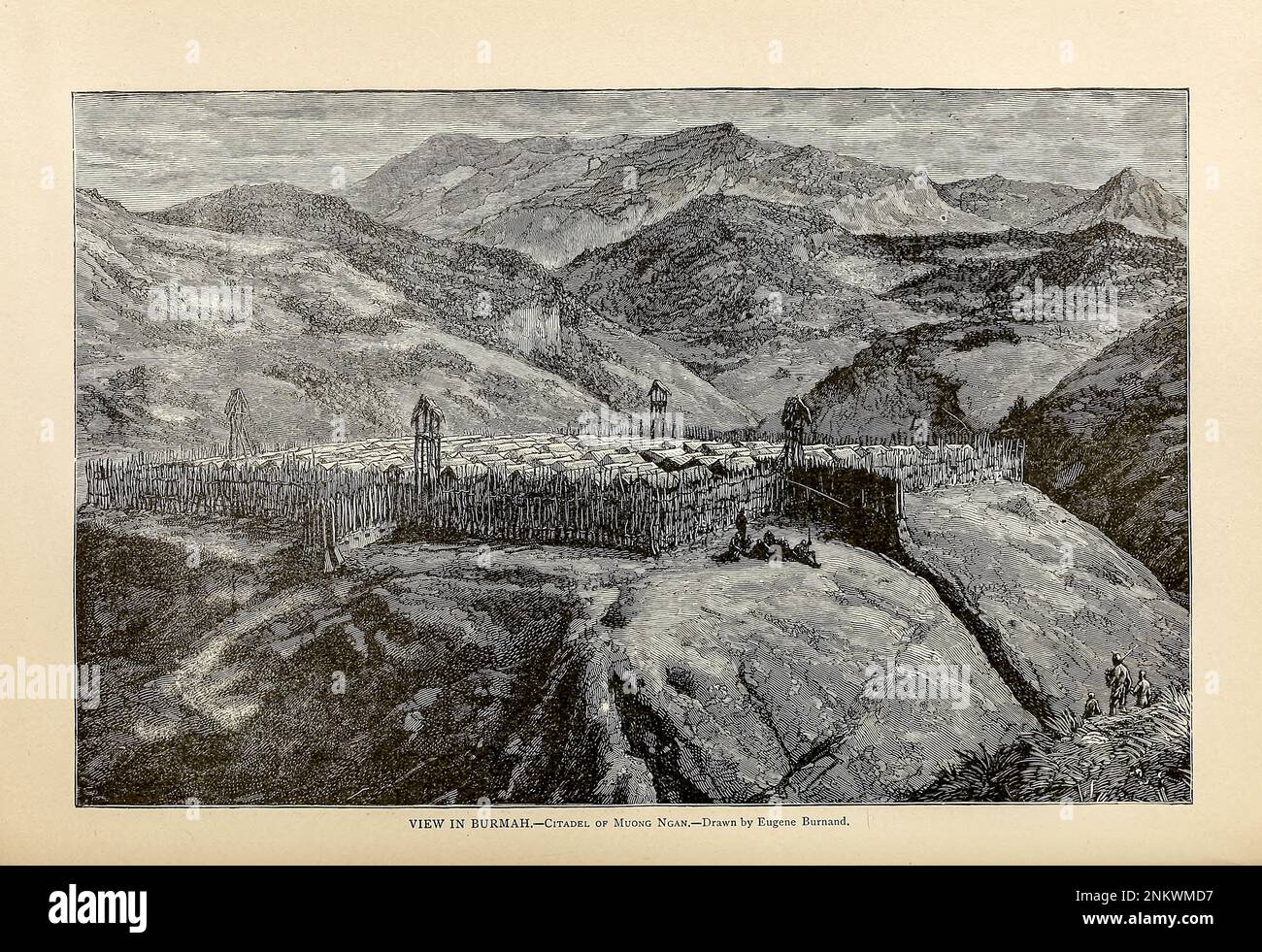 View of Burmah (Burma) Citadel of Muong Ngan Drawn by Eugene Burnard The Brown Races Malayo-Mongoloids from Cyclopedia universal history : embracing the most complete and recent presentation of the subject in two principal parts or divisions of more than six thousand pages by John Clark Ridpath, 1840-1900 Publication date 1895 Publisher Boston : Balch Bros. Volume 6 History of Man and Mankind Stock Photo