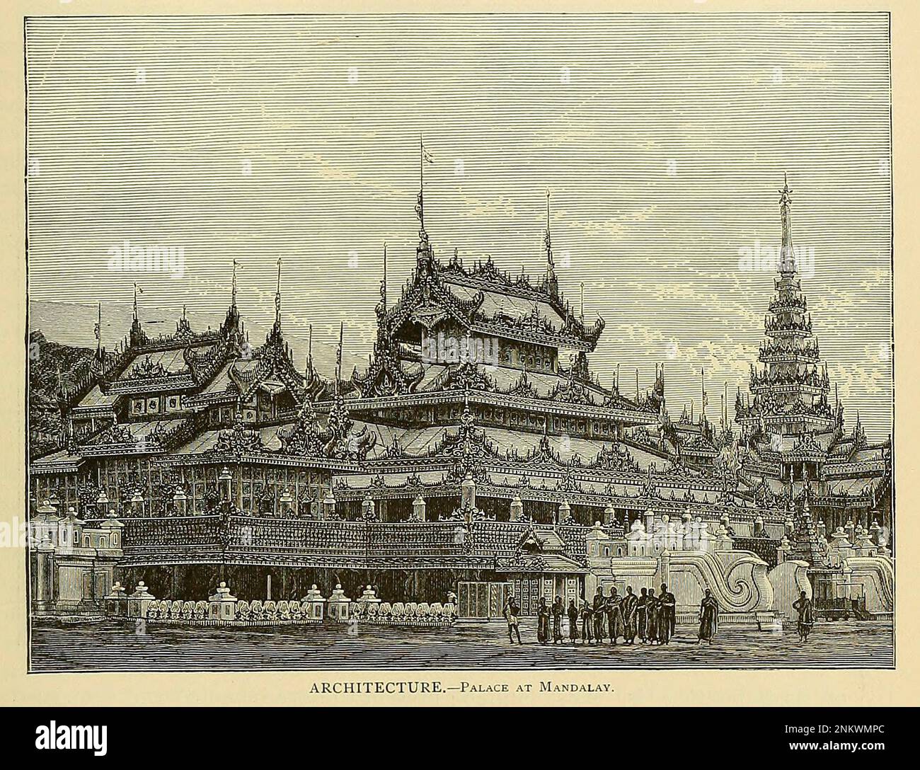 Architecture - Palace at Mandalay The Brown Races Malayo-Mongoloids from Cyclopedia universal history : embracing the most complete and recent presentation of the subject in two principal parts or divisions of more than six thousand pages by John Clark Ridpath, 1840-1900 Publication date 1895 Publisher Boston : Balch Bros. Volume 6 History of Man and Mankind Stock Photo