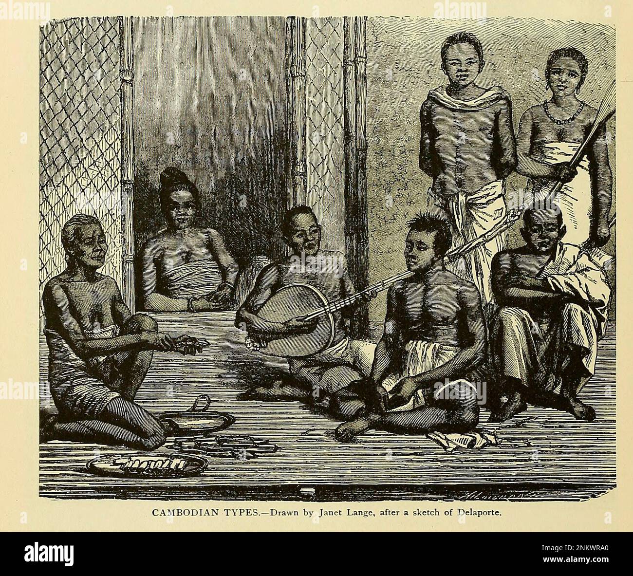 Native Cambodians Drawn by Janet Lange after a sketch of Delaporte Book XX Indo-China from Cyclopedia universal history : embracing the most complete and recent presentation of the subject in two principal parts or divisions of more than six thousand pages by John Clark Ridpath, 1840-1900 Publication date 1895 Publisher Boston : Balch Bros. Volume 6 History of Man and Mankind Stock Photo