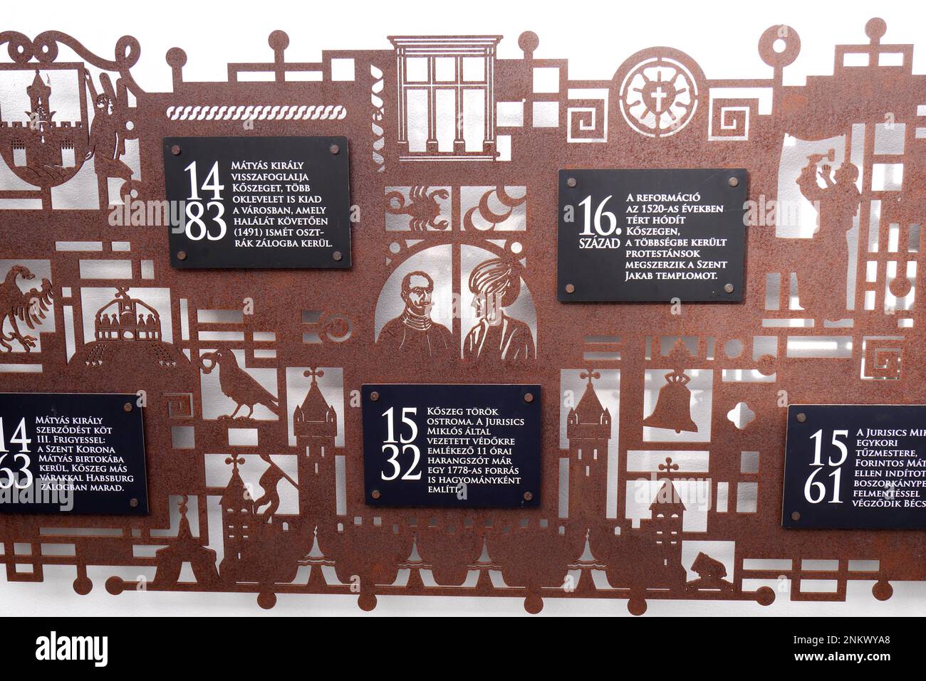 Part of a timeline showing a pictorial history of Koszeg, Vas County, Hungary Stock Photo