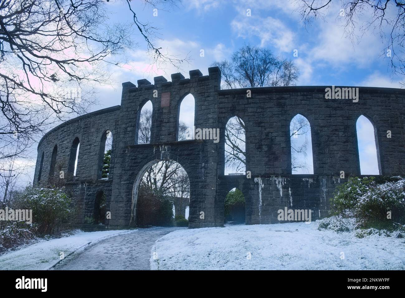 McCaig's Tower in the snow Stock Photo