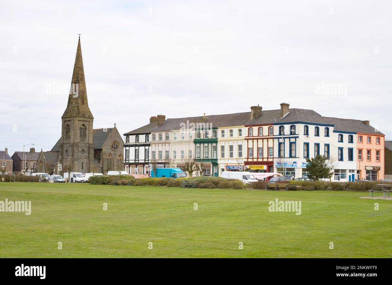 silloth with its very large green on the cumbria coast Stock Photo