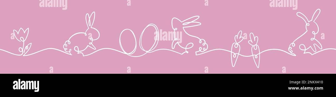 Fun rabbit one line drawing, cute Easter design for banners, cards ...