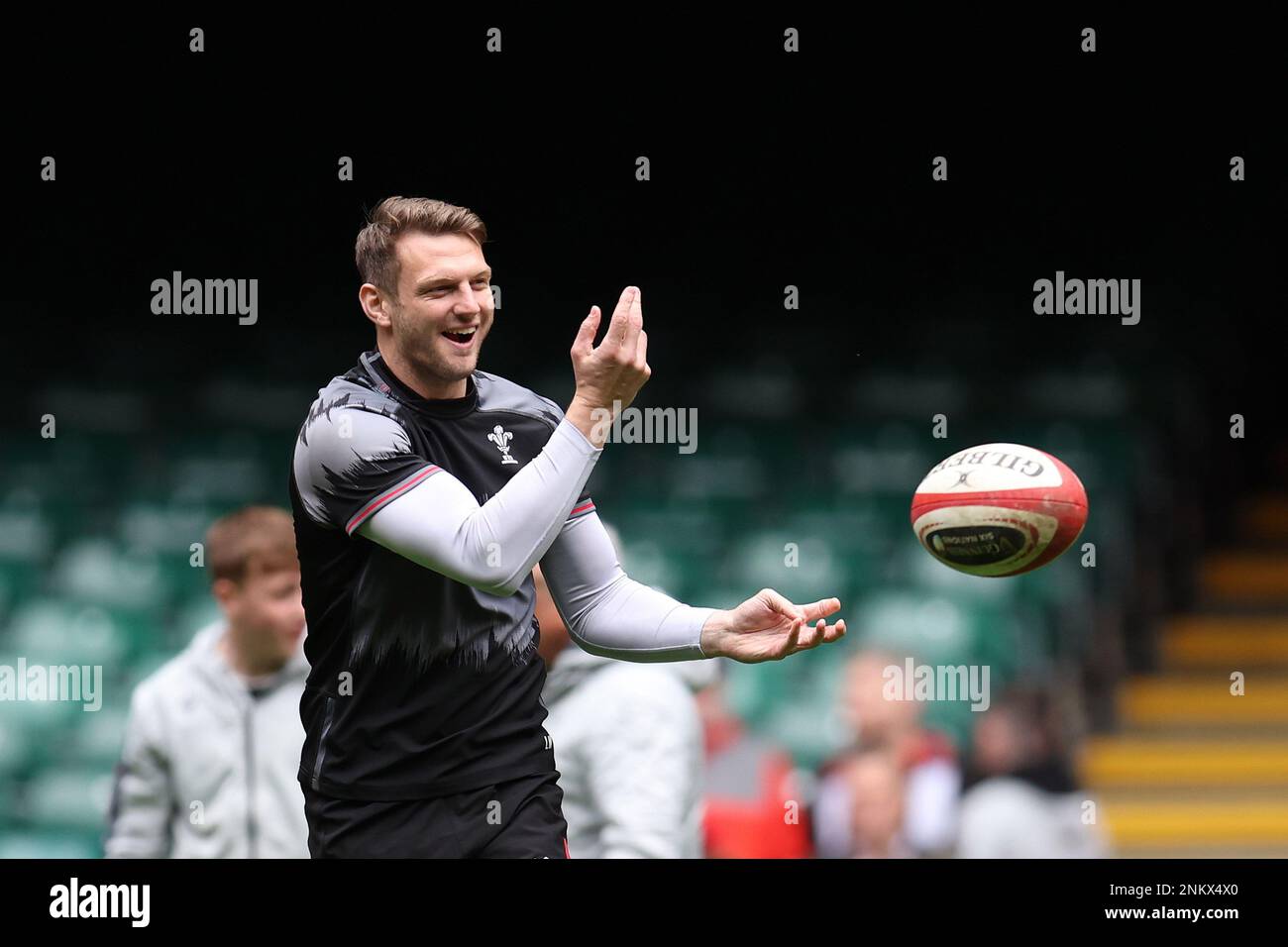 Cardiff, UK. 24th Feb, 2023. Dan Biggar of Wales during the Wales rugby team captain's run at the Principality Stadium in Cardiff on Friday 24th February 2023, ahead of tomorrow's Six nations match against England. pic by Andrew Orchard/Andrew Orchard sports photography/ Alamy Live News Credit: Andrew Orchard sports photography/Alamy Live News Stock Photo