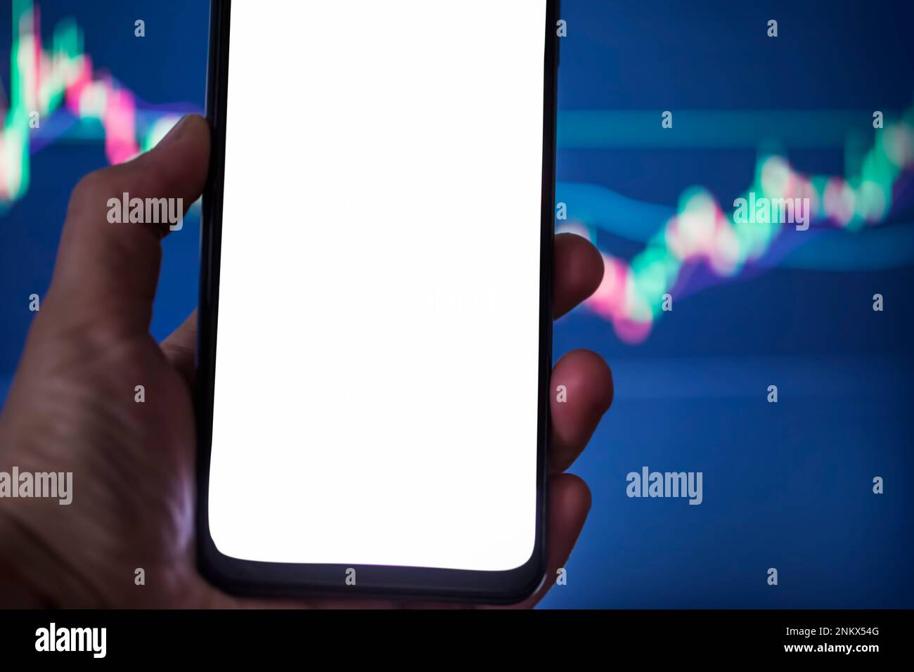 Blank phone screen , finance exchange crypto trading, graphic ...