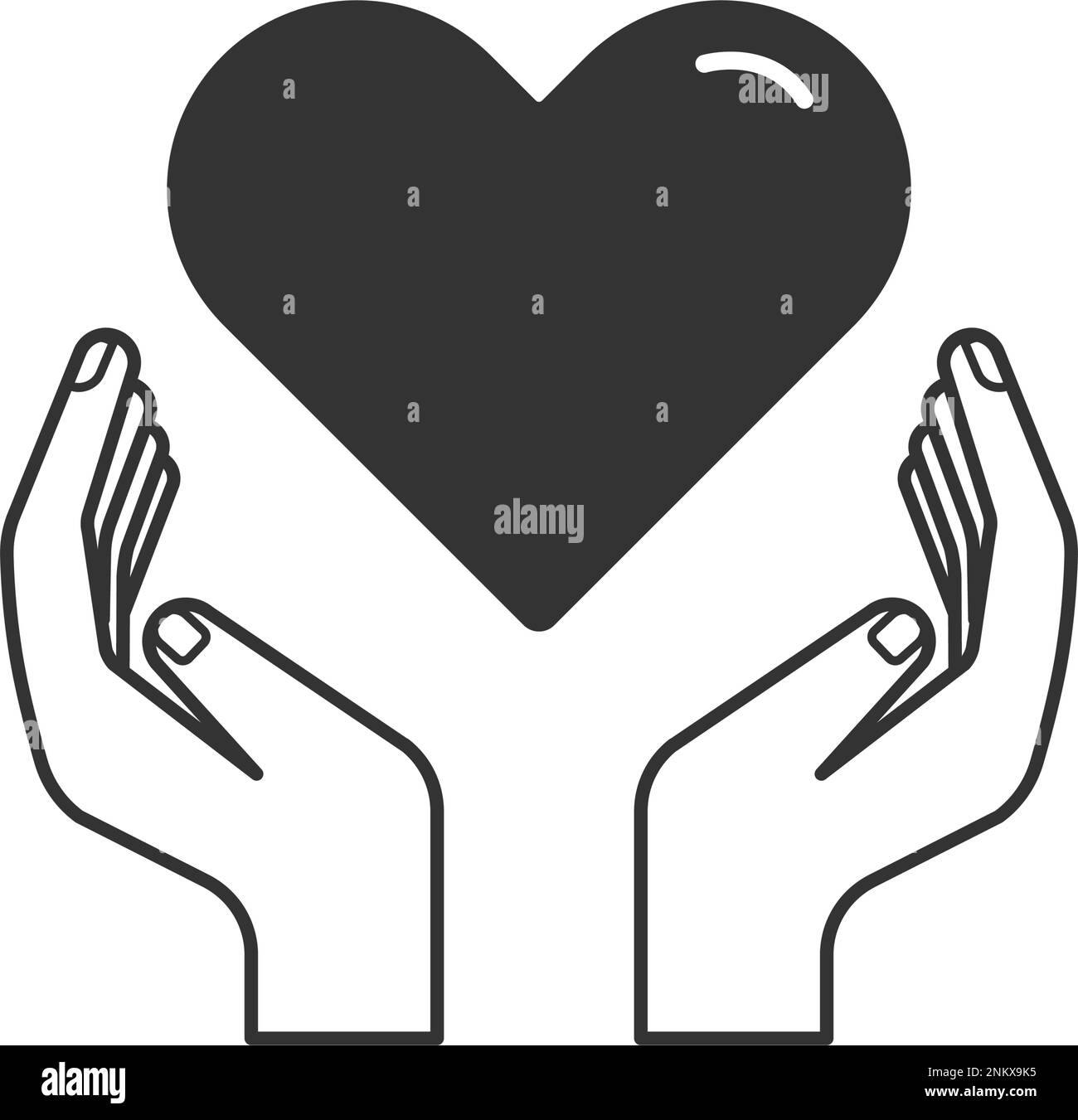 Hands holding a hearth shape icon symbol. Healthcare, volunteering, charity and donation concept. Vector illustration Stock Vector