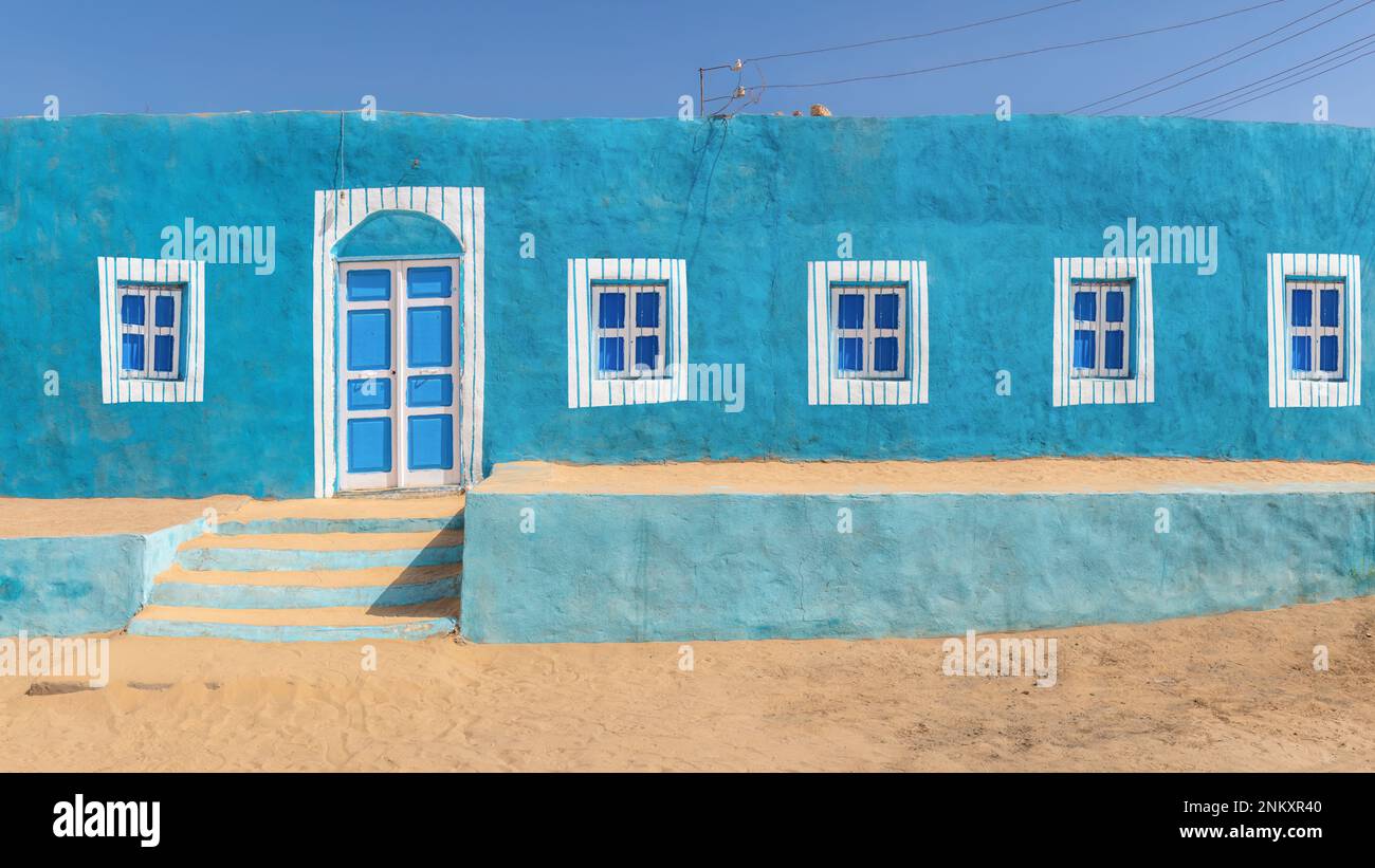 A colourful Nubian house in Aswan, Egypt Stock Photo