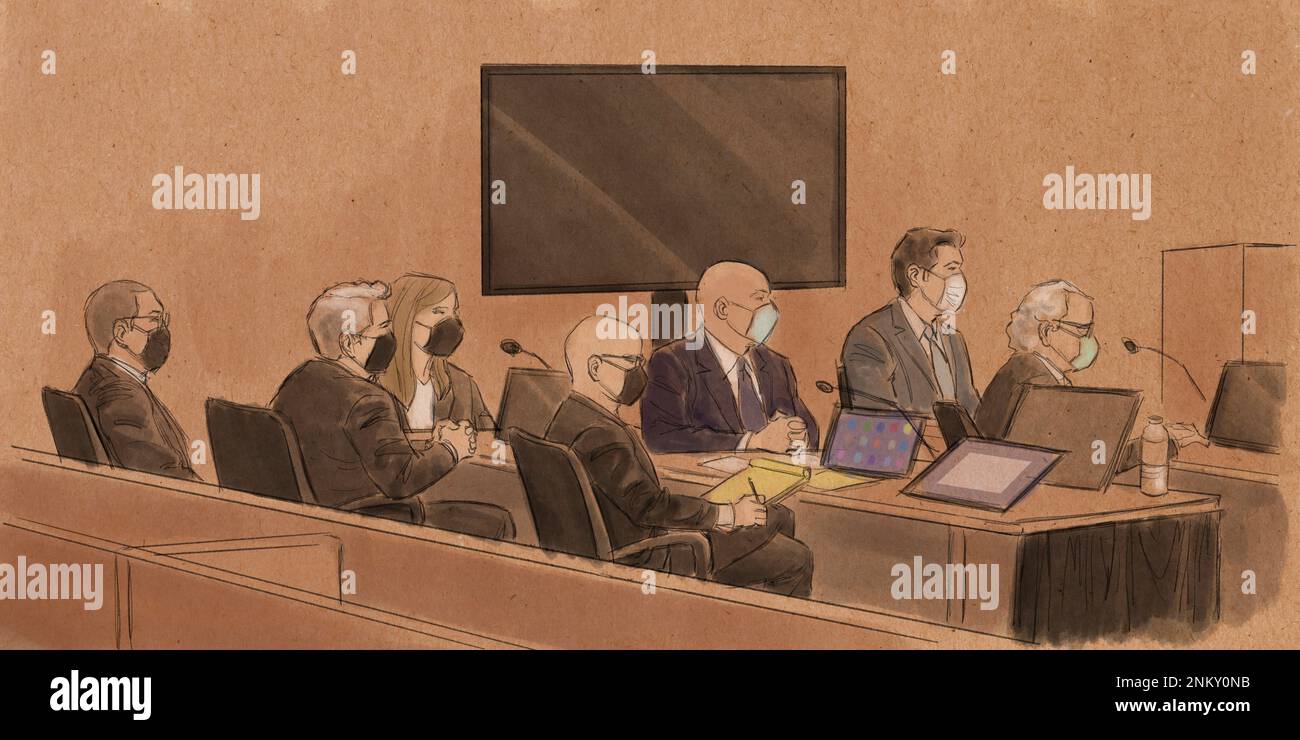 FILE In this courtroom sketch, from left, former Minneapolis police