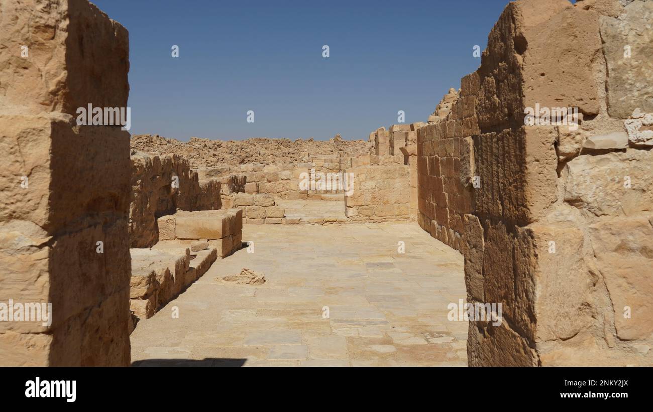 Ruins of an ancient  Nabatean  city  Shivta in Israel,Negev desert Stock Photo