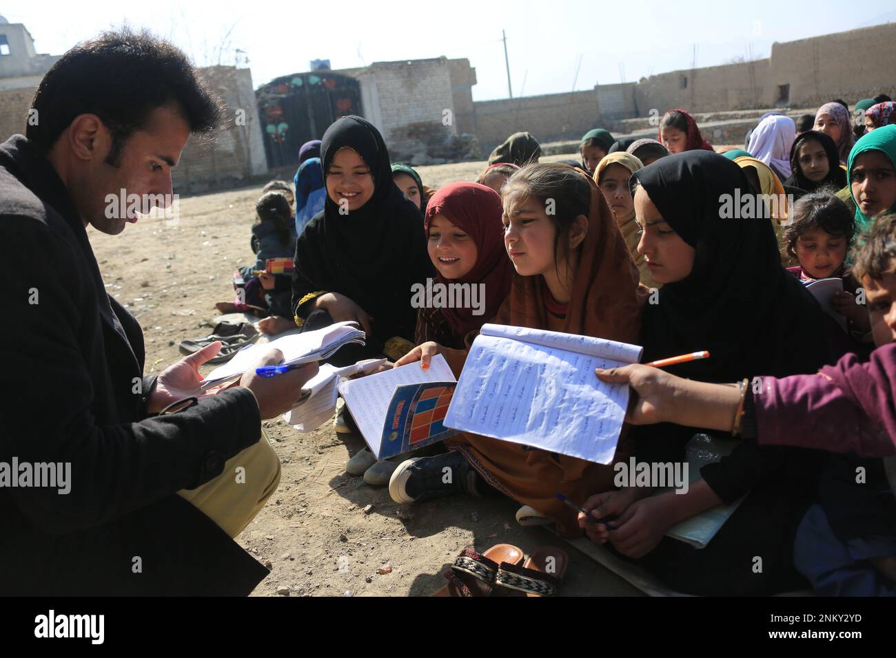 Kabul, Afghanistan. 23rd Feb, 2023. A local young teacher gives a