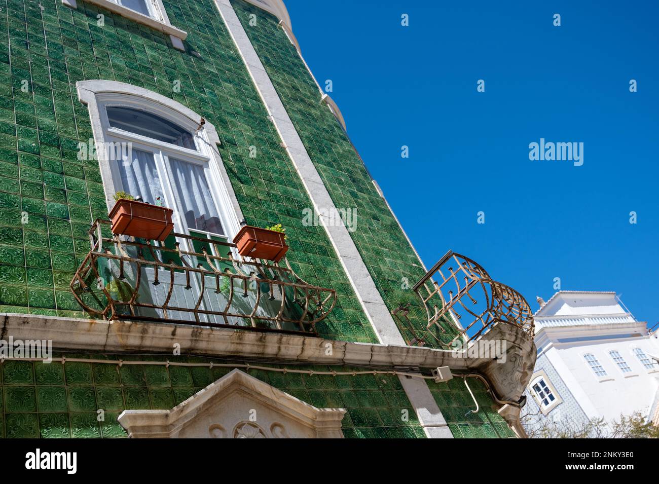 A traditionsl tiled house in Lagos, Algarve, Portugal Stock Photo