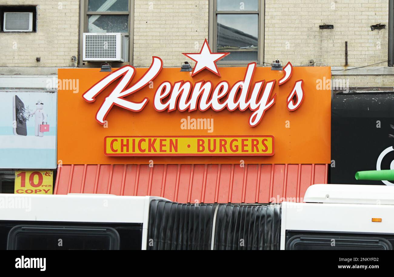 Bronx, NY June 12, 2021 Exterior and sign of Kennedy's Fried Chicken