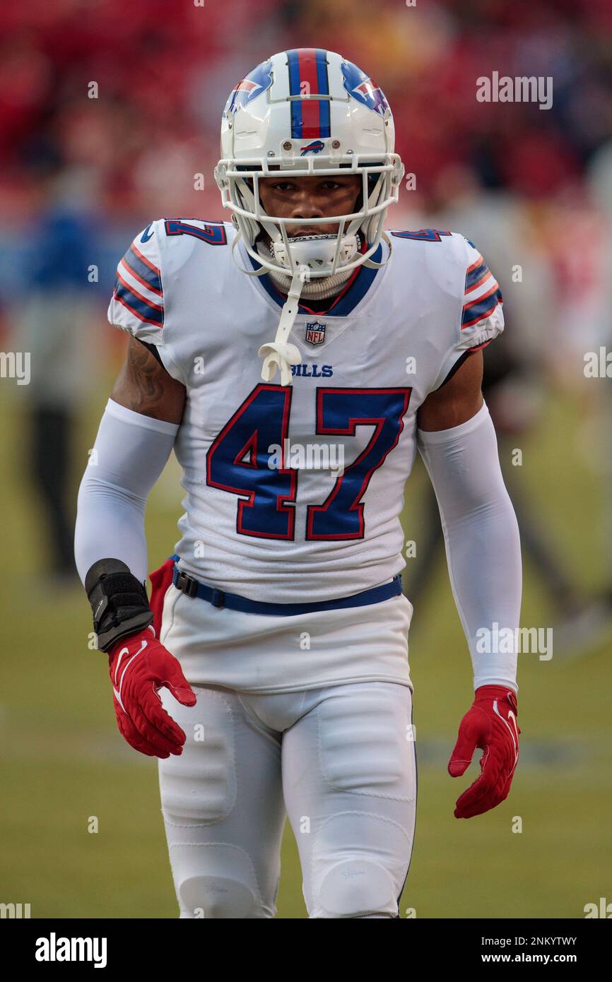 KANSAS CITY, MO - JANUARY 23: Buffalo Bills cornerback Cam Lewis (47) on  the field during the AFC Divisional Round playoff game against the Kansas  City Chiefs on January 23rd, 2022 at