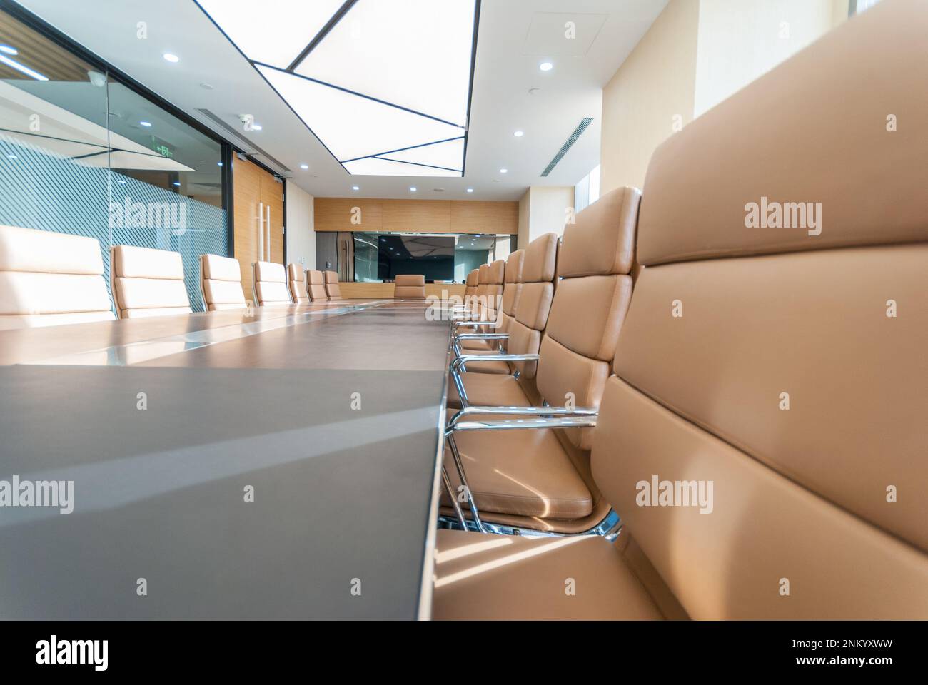 Professional conference room setup with contemporary furniture