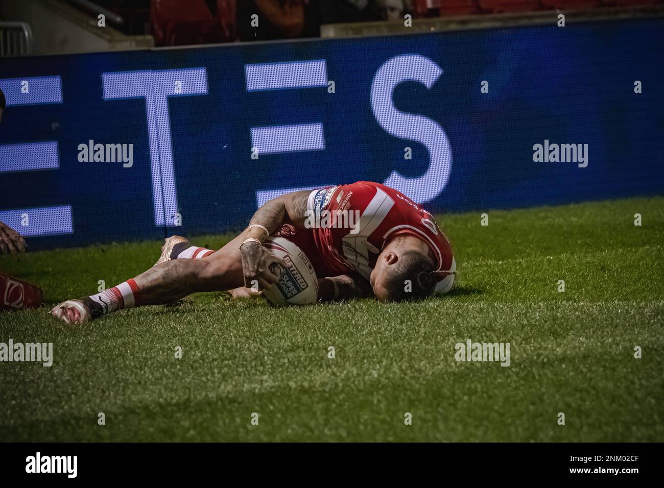 Salford Red Devils v Hull KR, AJ Bell Stadium, Salford, England. 23rd February 2023. Betfred Super League; Credit Mark Percy/Alamy Stock Photo. Stock Photo